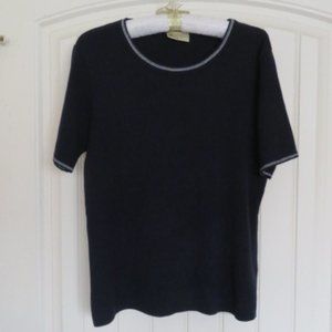 *Vintage* bhs Navy Blue Knit Top Size 16 (K376)